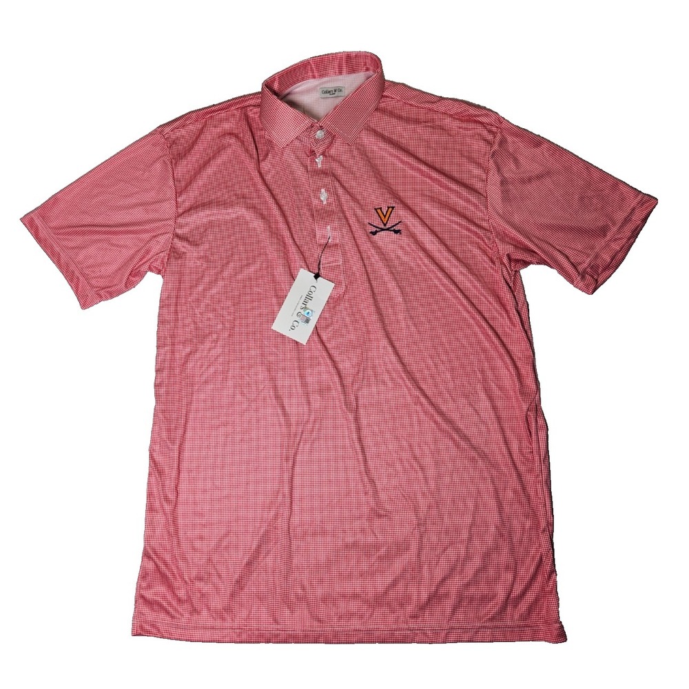 NWT Collars & Co Polo Shirt Mens XL Red Virginia Cavaliers‎ Logo Dress Collar